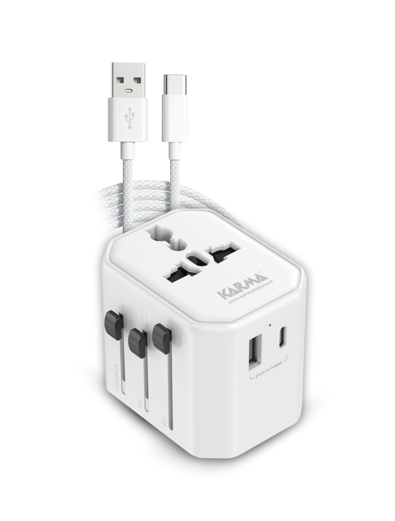 Adattatore da viaggio 2 porte USB e cavo - Karma CC 9600USBC