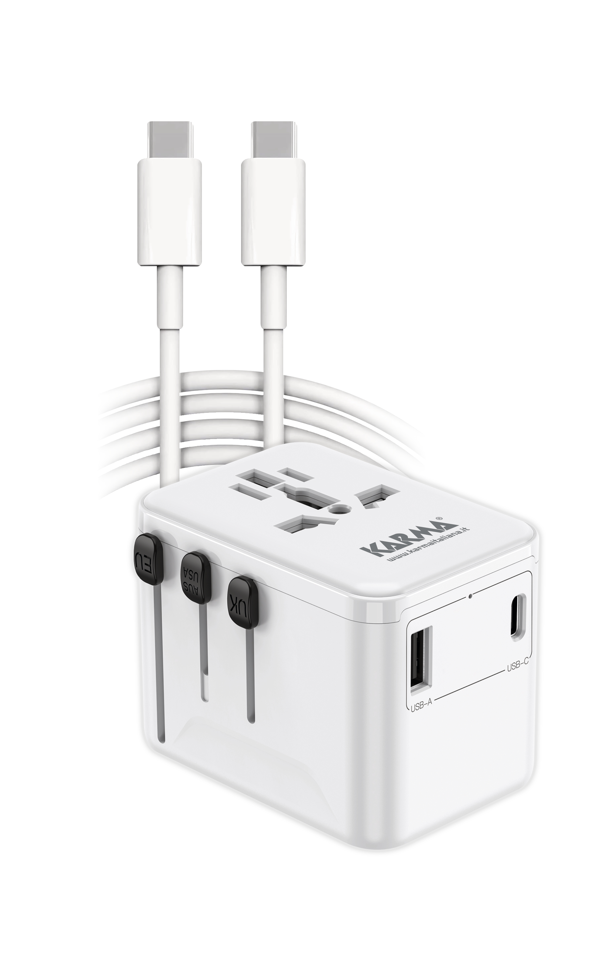 Adattatore da viaggio 2USB con cavo - Karma CC 9602USBC