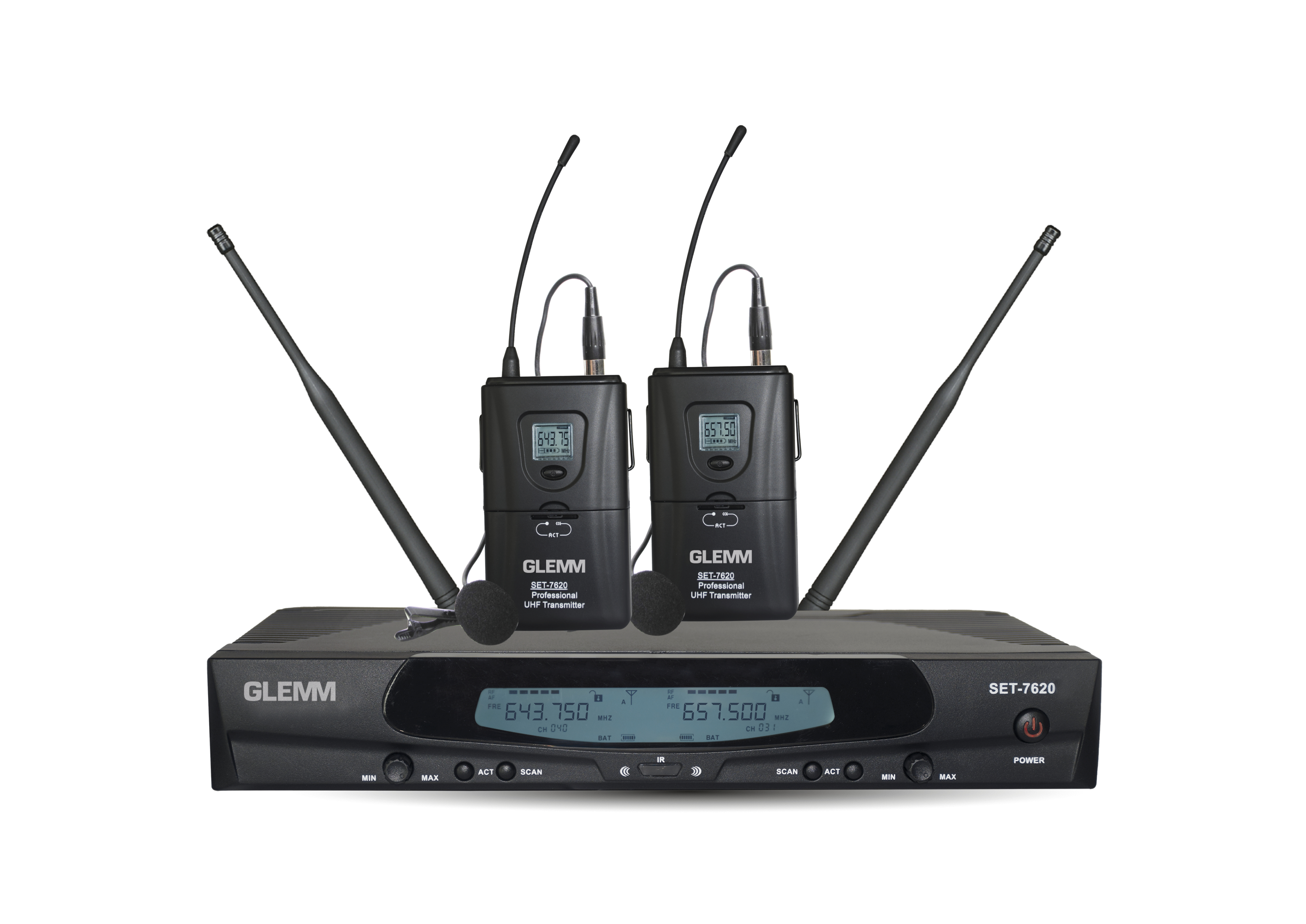Radiomicrofono UHF con doppio lavalier - Glemm SET 7620LAV